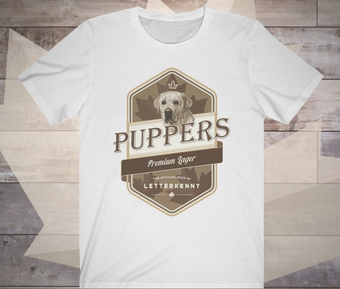 Letterkenny Puppers Premium Lager Beer T-Shirt Sweatshirt Hoodie Tanktop for Men Women Kids Black