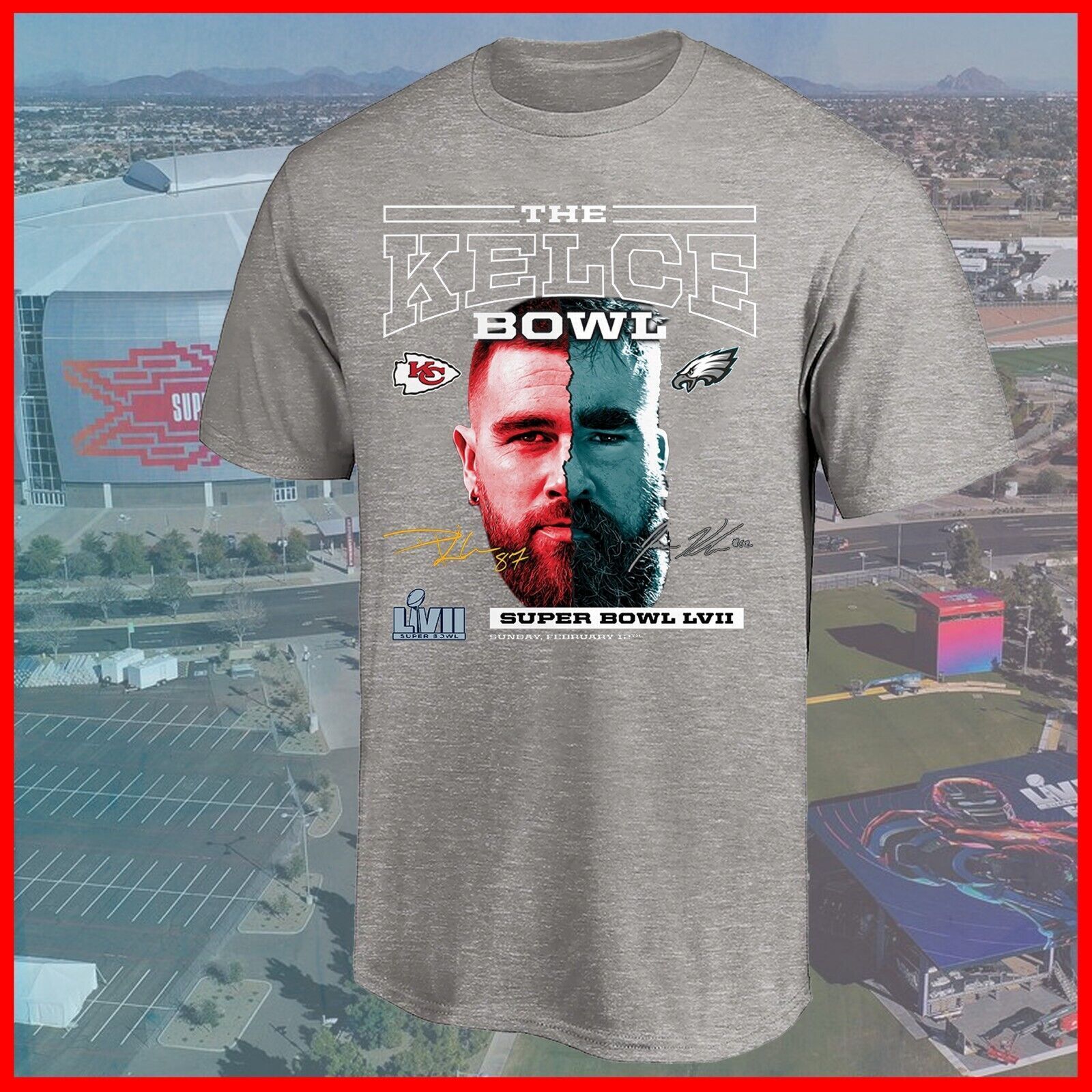 Eagles KC Super Bowl LVII T-Shirts, Super Bowl LVII Shirt, KELCE Super Bowl LVII Chiefs Eagles Shirt, KELCE Super Bowl LVII Chiefs Eagles Tshirt