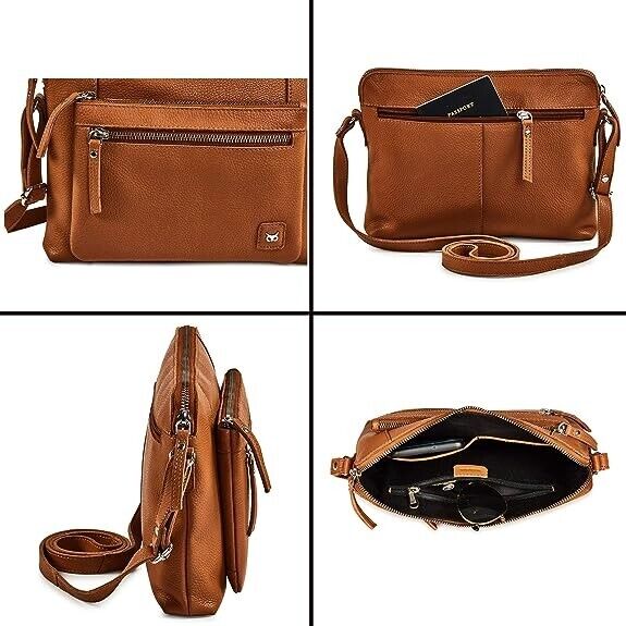 Small Soft Pebbled Real Leather Crossbody Handbags & Purses – Triple Zip Premium
