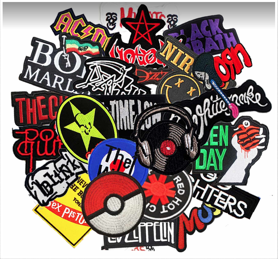 HARINI 25 Pcs Mixed Rock Band Patches Iron On Rock Music Badges Hippie Punk Stickers for Cloth Jacket Jeans DIY Applique(2)
