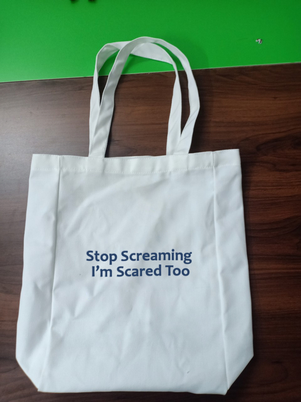 Best Sale Stop Screaming I’m Scared Too Canvas Aesthetic Tote Bag for Women Beach Bag, Shopping Bag, Shoulder Bag, Reusable, Grocery Bag