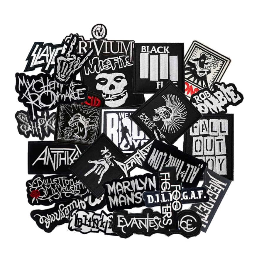 HARINI 25 Pcs Mixed Rock Band Patches Iron On Rock Music Badges Hippie Punk Stickers for Cloth Jacket Jeans DIY Applique