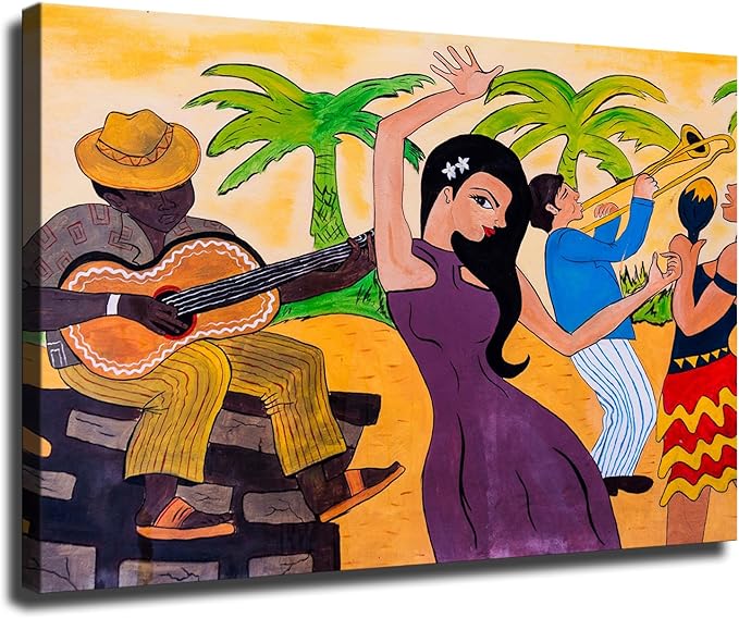 Traditional Puerto Ricans Dancing Latin American Music and Salsa Dancing 2 Poster Bedroom Decor Gift Canvas Painting Print Artwork Decoration for Bedroom Living Room & Home Wall