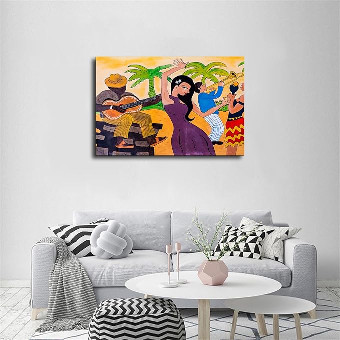 Traditional Puerto Ricans Dancing Latin American Music and Salsa Dancing 2 Poster Bedroom Decor Gift Canvas Painting Print Artwork Decoration for Bedroom Living Room & Home Wall