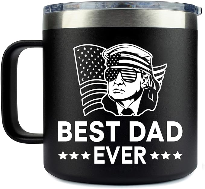 Best Dad Ever Trump Steel Insulated Coffee Mug – Funny Trump Dad Coffee Mug 14 Oz – Best Dad Ever Tumbler – Coffee Mug Gift For Dad On Birthday