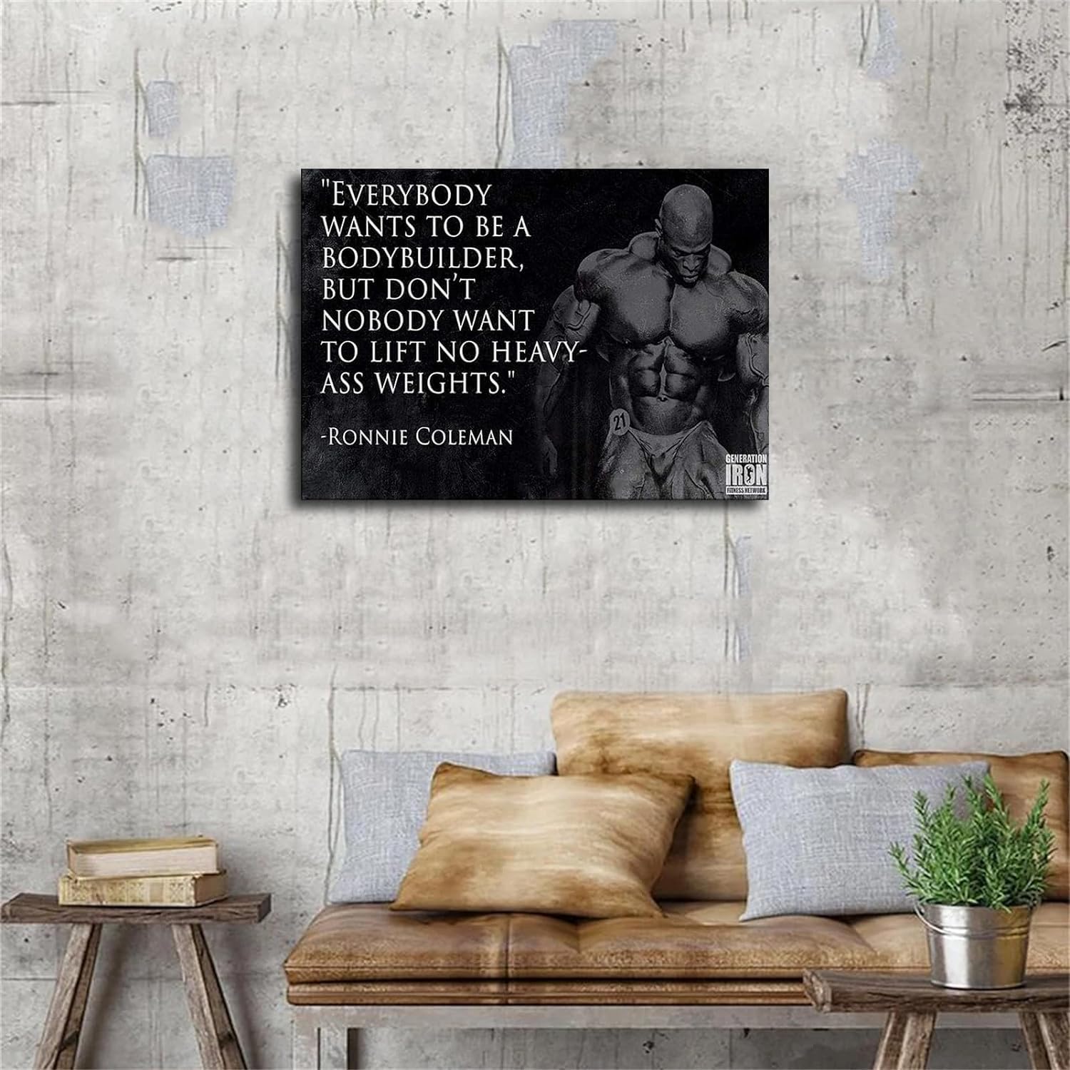 Ronnie Coleman-Bodybuilding Motivational Quote Power Salute Poster Canvas Picture Printing Wall Art Decoration Posters Aesthetic Living Room Bedroom Home Background Decor (16x24inch,Unframe)