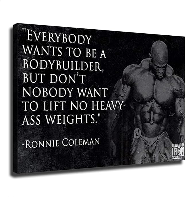 Ronnie Coleman-Bodybuilding Motivational Quote Power Salute Poster Canvas Picture Printing Wall Art Decoration Posters Aesthetic Living Room Bedroom Home Background Decor (16x24inch,Unframe)